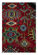 Maroon and Blue Turkish Oushak Kashgar Antique Traditional Hand Knotted Wool Area Rug by The Rug Decor
