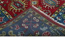 Maroon and Blue Turkish Oushak Kashgar Antique Traditional Hand Knotted Wool Area Rug by The Rug Decor