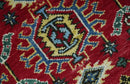 Maroon and Blue Turkish Oushak Kashgar Antique Traditional Hand Knotted Wool Area Rug by The Rug Decor