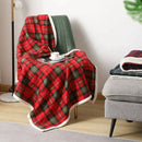 Red and green cozy coral fleece plaid blanket bedroom throw by Decorbites