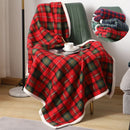 Red and green cozy coral fleece plaid blanket bedroom throw by Decorbites