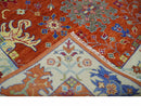 Red and Ivory Vibrant colorful Hand knotted Traditional Oushak 9x12 Wool Area Rug by The Rug Decor