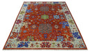 Red and Ivory Vibrant colorful Hand knotted Traditional Oushak 9x12 Wool Area Rug by The Rug Decor