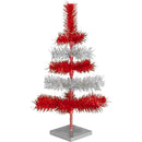 Red & Silver Layered Tinsel Christmas Tree