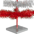 Red & Silver Layered Tinsel Christmas Tree