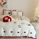 GobekUsa Cartoon Embroidered Cashmere Winter Bedding Set - Queen Size