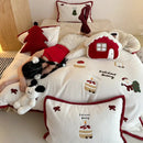 GobekUsa Cartoon Embroidered Cashmere Winter Bedding Set - Queen Size