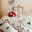 GobekUsa Cartoon Embroidered Cashmere Winter Bedding Set - Queen Size