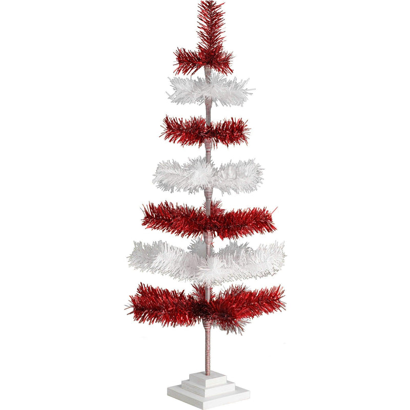 Red & White Candy Cane Layered Tinsel Christmas Tree