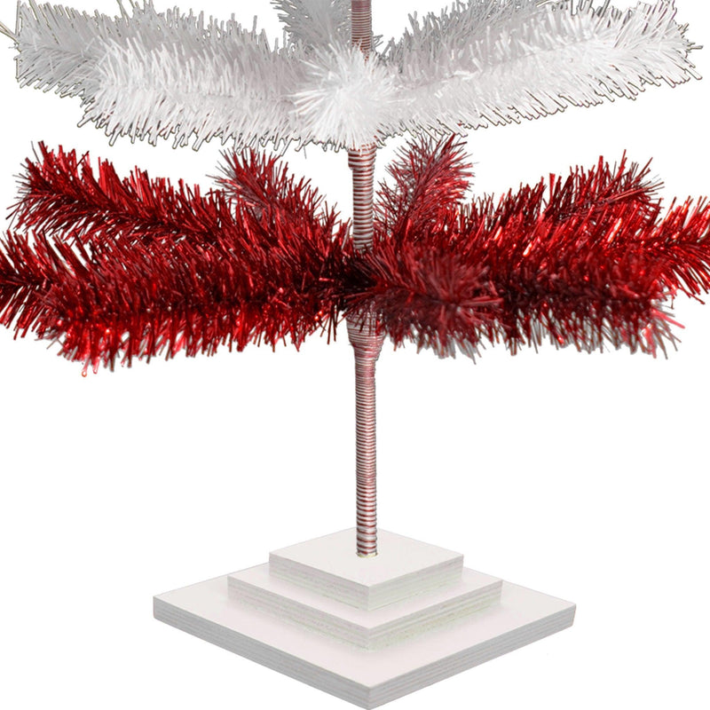 Red & White Candy Cane Layered Tinsel Christmas Tree