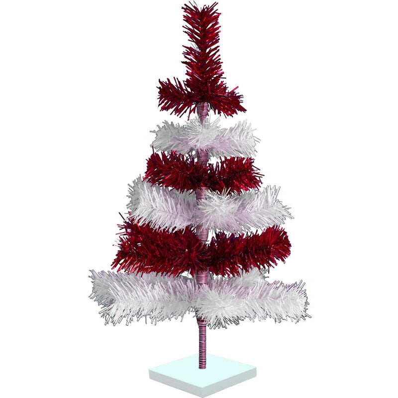 Red & White Candy Cane Layered Tinsel Christmas Tree