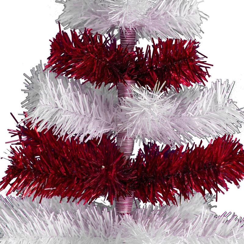 Red & White Candy Cane Layered Tinsel Christmas Tree