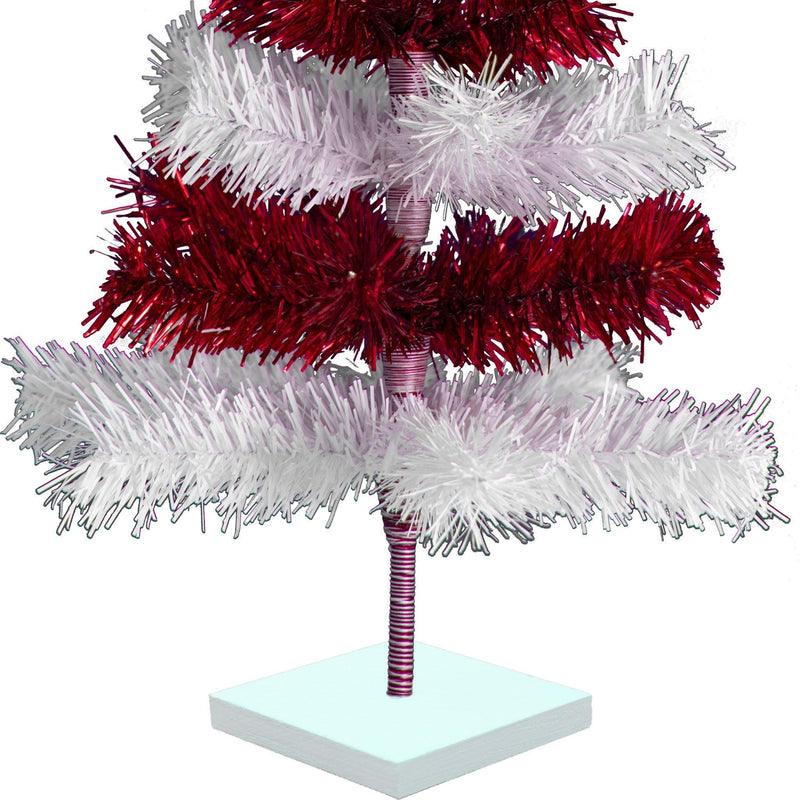 Red & White Candy Cane Layered Tinsel Christmas Tree