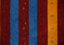 5x8 Vibrant Red, Blue, Yellow and Green Striped Wool Hand Woven Southwestern Lori Rug | KNT17