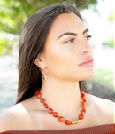 Orange Carnelian Golden Beaded Statement Necklace