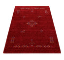 Red Wool Area Rug Tribal Center Medallion Design Hand Loomed