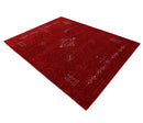 Red Wool Area Rug Tribal Center Medallion Design Hand Loomed