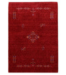 Red Wool Area Rug Tribal Center Medallion Design Hand Loomed