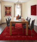 Red Wool Area Rug Tribal Center Medallion Design Hand Loomed