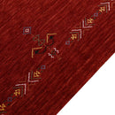 Red Wool Area Rug Tribal Center Medallion Design Hand Loomed