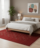 Red Center Pattern Hand Loomed Wool Area Rug