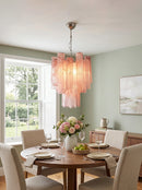 Red Cloud-Patterned Glass Chandelier
