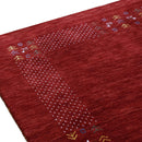 Red Contemporary Hand Loomed Wool Area Rug with Border Motifs by The Rug Decor