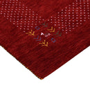 Red Contemporary Hand Loomed Wool Area Rug with Border Motifs by The Rug Decor