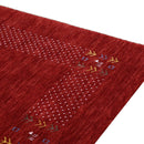 Red Contemporary Hand Loomed Wool Area Rug with Border Motifs by The Rug Decor