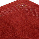 Red Contemporary Hand Loomed Wool Area Rug with Border Motifs by The Rug Decor