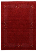 Red Contemporary Hand Loomed Wool Area Rug with Border Motifs by The Rug Decor