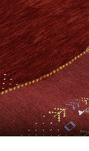 Red Contemporary Hand Loomed Wool Area Rug with Border Motifs by The Rug Decor