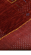 Red Contemporary Hand Loomed Wool Area Rug with Vibrant Multicolor Center Design by The Rug Decor