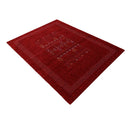 Red Contemporary Hand Loomed Wool Area Rug with Vibrant Multicolor Center Design by The Rug Decor