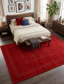 Red Contemporary Hand Loomed Wool Area Rug with Vibrant Multicolor Center Design by The Rug Decor