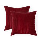 Red corduroy patchwork striped cushion covers set of 2 living room by Decorbites
