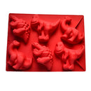 Red dinosaur silicone cake mould kitchen ice cube tray by Decorbites