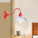 GobekUsa Red Dome Wall Sconce Light Fixture - Industrial Ribbed Glass, 1 Light - Living Room Lighting