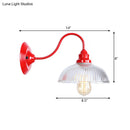 GobekUsa Red Dome Wall Sconce Light Fixture - Industrial Ribbed Glass, 1 Light - Living Room Lighting