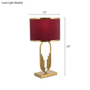 GobekUsa Red Fabric Drum Nightstand Lamp: Simplicity 1 Bulb Bedside Table Lighting for Living Room