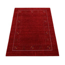 Red Wool Gabbeh Area Rug - Hand Loomed Tribal Border With Thick Handcrafted Pile Design by The Rug Decor