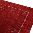 Red Wool Gabbeh Area Rug - Hand Loomed Tribal Border With Thick Handcrafted Pile Design by The Rug Decor