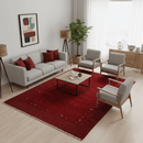 Red Gabbeh Border Design Hand Loomed Wool Area Rug