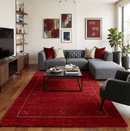 Red Wool Gabbeh Area Rug - Hand Loomed Tribal Border With Thick Handcrafted Pile Design by The Rug Decor