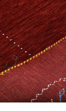 Red Wool Gabbeh Area Rug - Hand Loomed Tribal Border With Thick Handcrafted Pile Design by The Rug Decor
