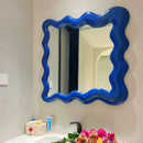 GobekUsa Cream Cloud Wave Mirror, Wall-hung for Bathroom & Bedroom Makeup Decor