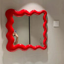 GobekUsa Cream Cloud Wave Mirror, Wall-hung for Bathroom & Bedroom Makeup Decor