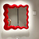 GobekUsa Cream Cloud Wave Mirror, Wall-hung for Bathroom & Bedroom Makeup Decor