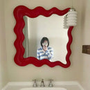 GobekUsa Cream Cloud Wave Mirror, Wall-hung for Bathroom & Bedroom Makeup Decor