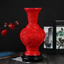 GobekUsa 10-inch Red Lacquerware Flower Auspicious Vase